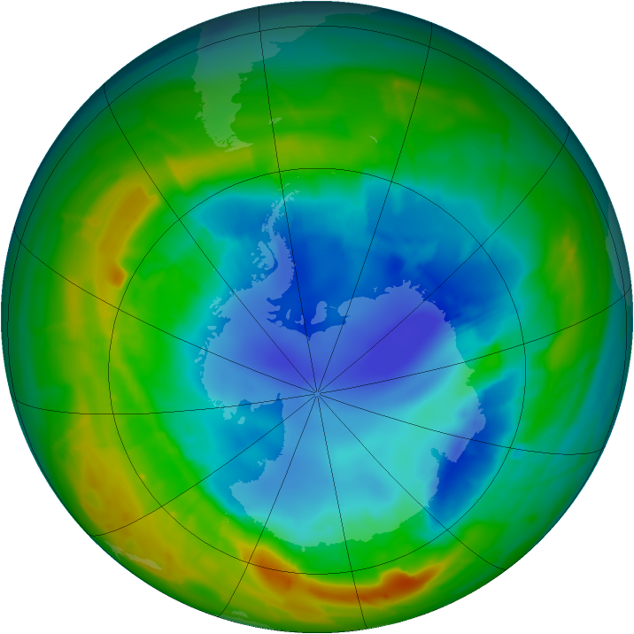 Antarctic ozone map for 22 August 2010